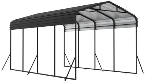 VA-Cerulean Abri de voiture robuste pour l'extérieur, 6 x 3,7 x 2,6 m, tente de voiture, garage, garage, abri d'ombrage avec toit en métal galvanisé, résistant aux UV et imperméable
