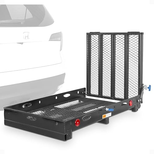 Silver Spring Wheelchair Scooter Carrier for Car Truck SUV, 2 Hitch, Long Ramp, 500 lb Cap, 48 x 28 Cargo Rack