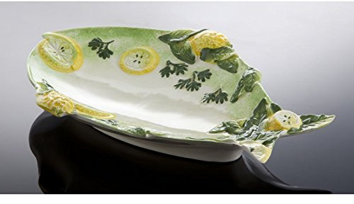 italienische Keramik Fischteller in Fischform grün 29x20