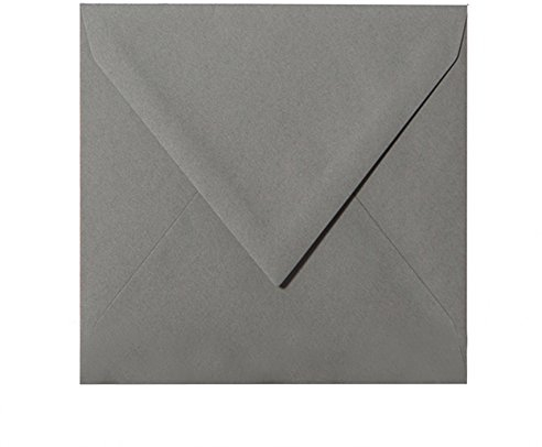 Paper24 25 Briefumschläge quadratisch 155x155 mm, 120 g/qm, Umschläge 155x155 mm in Dunkelgrau