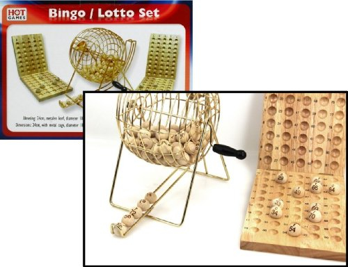 Bingospiel Metall 24 cm. Brett+75 Bälle Holz