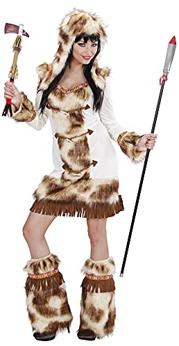 W WIDMANN MILANO Party Fashion - Kostüm Weeko Indianerin, Kleid, Kapuze, Stulpen, Eskimo, Inuit, Karneval