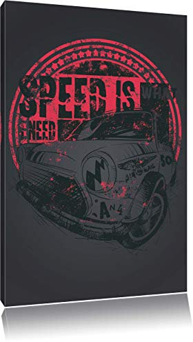 Pixxprint Speed is what I need black, Größe: 120x80cm, Leinwandbild, fertig gespannt, Wandbild, Dekoration, Kunstdruck, kein Poster