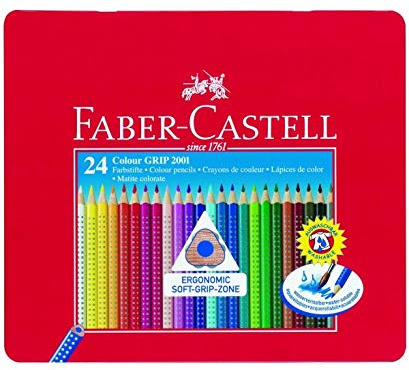 Faber-Castell Buntstifte, Colour GRIP Metall Fall 24 Stück
