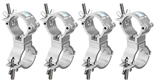 GBGS 4-Pack 2 Inch Swivel Truss Clamps, Heavy-Duty Double Pipe Couplers for O.D. 1.88–2 in (48–51 mm), 6061 Aluminum, Max Load 220 lb, Full-Wrap DJ Stage Lighting