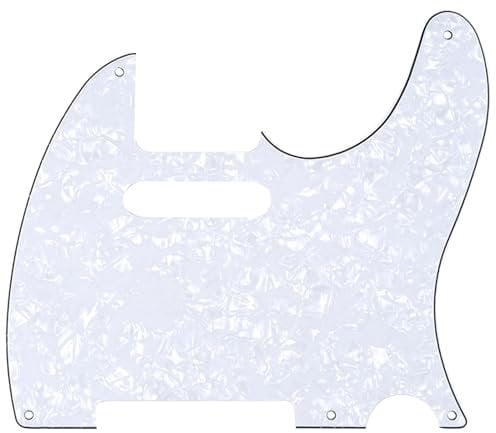 Musiclily 5 Löcher Vintage Tele Pickguard Gitarren Schlagbrett für Fender American/Mexican Telecaster E-Gitarre, 4 lagig White Pearl