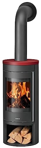 Justus 4815 37 Mino 2.0 Kaminofen Stahl Schwarz mit Keramik-Abdeckplatte Bordeauxrot/A+