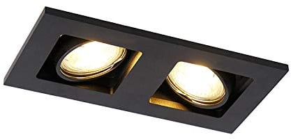Qazqa - Modern Rechteckiger Einbauspot 2-flammig schwarz - Qure I Wohnzimmer I Schlafzimmer - Aluminium Länglich I Rechteckig - LED geeignet GU10