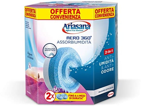 Ariasana Aero 360° Ricarica TAB Lavanda per dispositivo Aero 360° kit, assorbi umidità in Tab profumata rilassante, elimina i cattivi odori, aromaterapia, 2 TAB da 450g