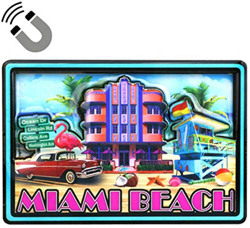 Miami Beach Hotels Doppelschichtiger MDF-Magnet, 5,7 x 8,9 cm