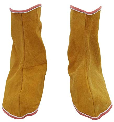 POFET Calzado protector de soldadura con aislamiento térmico para zapatos, pantorrillas, soldador, Amarillo, Large