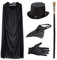Pestdoktor-Maske Retro Leder Vogelmaske mit schwarzem Zylinder König Gehstock Schwarz Kapuzenumhang Schwarze Handschuhe Halloween Kostüm Requisiten