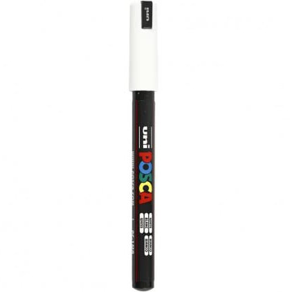 Uni Posca PC-1MR Farbmarker, ultradünn, 0,7 mm, Spitze schreibt auf jeder Oberfläche, Glas, Metall, Holz, Kunststoff, Stoff (1 Stück)