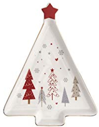 BRANDANI 82990 VASSOIETTO Albero Fiocco di Neve New Bone China
