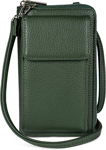 styleBREAKER Damen Mini Bag Geldbörse mit Handy Fach und RFID Schutz, Umhängetasche, Handytasche, Crossbag 02012362, Farbe:Dunkelgrün