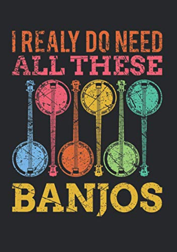 Notizbuch A5 liniert mit Softcover Design: Vintage Banjo Spruch Banjolelen Gitarre Musiker Geschenk: 120 linierte DIN A5 Seiten