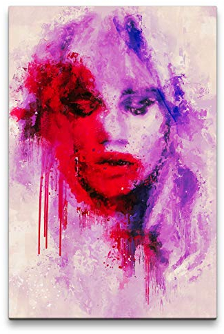 Suki Waterhouse Porträt Abstrakt Kunst Topmodel Farben 60x90cm Leinwandbild