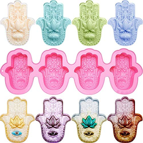 LATRAT Fatima Moule en silicone en forme de lotus dans le palmier Moule à savon en silicone Main de Fatima Moules en résine pour bougies Outils en silicone