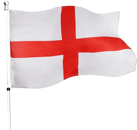 Bandiera Dell'Inghilterra San Giorgio Decorazione per Travestimenti x2 – Bandiera Inglese Grande con Occhielli Circa 10m x 6m – Calcio, Rugby – Eventi Sportivi e celebrazioni