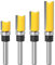 CENPEK Set di 4 Punte da 1/4 di Pollice con Gambo a Filo Modello, Strumenti per rifinitura a Filo Dritto con Modello di Cuscinetto Trapano per fresatrice Professionale per Legno Top Utensili