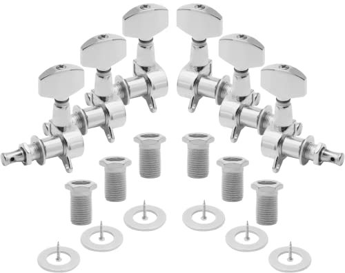 Jersvimc 6pcs Silver Guitar Tuners, 6 Inline Locking Tuners Acoustic Guitar tuning Pegs Electric Guitar Tuning Keys Guitar Machine Heads for Tele Style Stratocaster