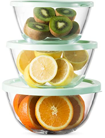Concept Mixing Bowls with Lids, Glass Nesting Bowls, Space Saving Food Storage Containers, 6 Piece Set
