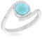 Tuscany Silver Women's Sterling Silver Rhodium Plated CZ and Larimar 15mm x 9.5mm Wrap-Around Ring #N