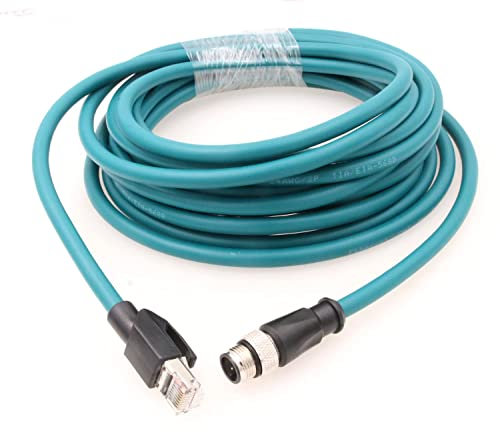 Câble Ethernet M12 4 positions avec code D mâle vers RJ45 Cat5e étanche pour caméra de contrôle industrielle (15 m)