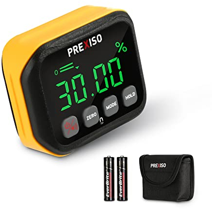 PREXISO Digital Angle Finder, Level Box with Data Hold, Digital Angle Gauge with V-Groove Magnetic Base, Protractor Inclinometer for Woodworking, Building, Drilling Machinery, Masonry, Automobile