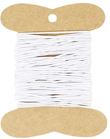 10 Meter Rund-Elastik Gummilitze - Gummiband - ⌀ 1,2 mm auf Wickelkarte gewickelt - Farbe: Schwarz oder Weiß (Weiß)