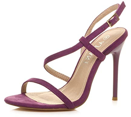 AJVANI Womens ladies high heel diamante barely there strappy evening sandals size