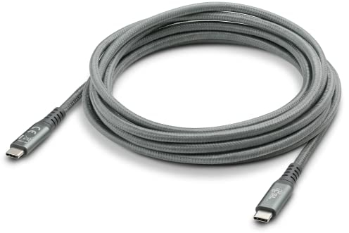 USB 3.2 Gen2 2x2 Typ-C Kabel, 3m Länge, Datenübertragungsrate bis zu 20 Gbit/s, Leistung bis zu 100W, Metallstecker, Nylonmantel, grau