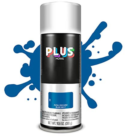 PLUS HOME Pintura Spray 520cc para pintar todo tipo de super cies: madera, metal, cartón, tela, piedra, bra de vidrio, plásticos rígidos, etc para bricolaje y DIY.Azul Oscuro (Ral:5017)(Paquete de 1)