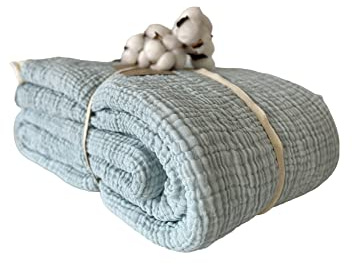 Musselin-Decke aus 100 % Baumwolle, 4-lagig, weiche türkische Baumwoll-Musselin-Bettdecke, wendbare Decke (King-Size-Größe 95 x 102–230 x 260 cm)