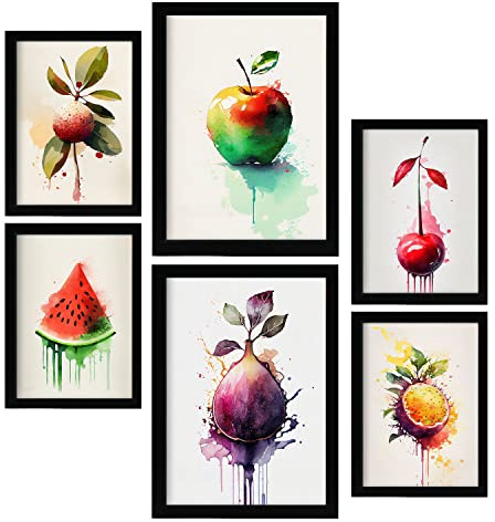 Nacnic Regenbogenfrüchte Postern. Plakate von Obst, Gemüse und gesunden Lebensmitteln im Aquarell Kunst Stil auf reinweißen Hintergründen. Innenarchitektur und Dekoration. A4 & A3.