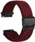 WOCCI 19mm Gewebtes Nylon Uhrenarmband für Damen und Herren, Schnellverschluss, Verstellbare Schwarze Schnalle (Rot Schwarz)