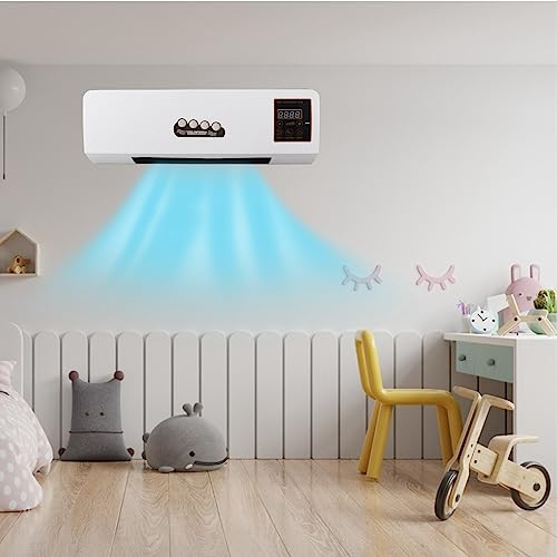 Enfriador de Aire Montado en la Pared 2 en 1, Máquina de Enfriamiento y Calefacción Eléctrica de 2000 W y 21 Pulgadas, Control Táctil con Temporizador de 1 a 6 H, Control Remoto, (Enchufe de la UE)