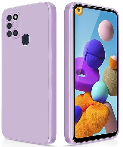 GiiYoon Hülle für Samsung Galaxy A21S, Lila | Silicone Case, Seidig Weiches Gefühl, Stoßschutz, Kratzfest, Mikrofaser-Innenfutter