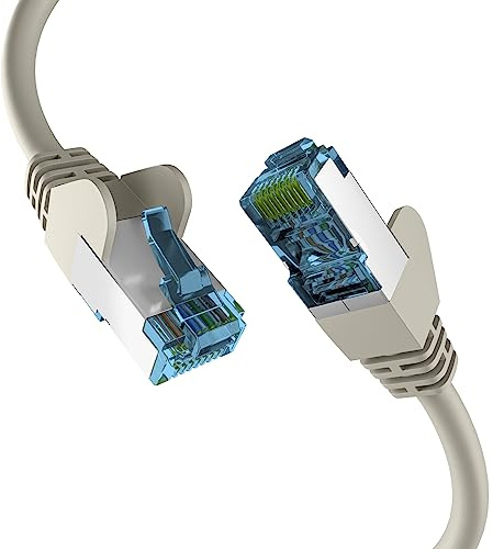 EFB-Elektronik - CAT. 7 Netzwerkkabel bis zu 10 Gbit - 1 m LAN Kabel Ethernet Kabel Patchkabel mit Klinken-/Knickschutz - RJ45 Anschluss, S/FTP PIMF Schirmung - Grau