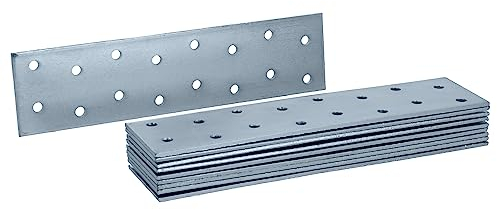 HELPMATE – 12 Stück Lochplatten 40x160 mm – Flachverbinder galvanisch verzinkt & blau passiviert – Holzverbinder mit hervorragendem Korrosionsschutz, stabil & langlebig – einfache Montage