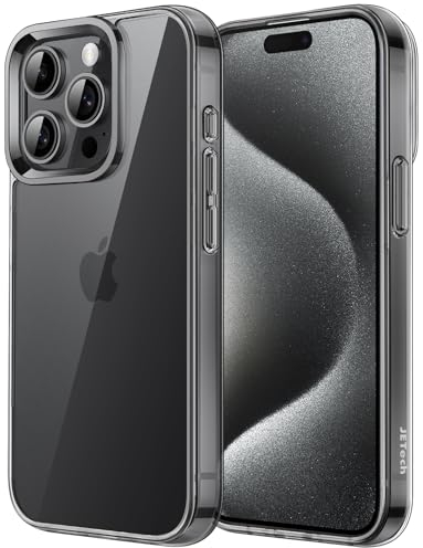JETech Case for iPhone 15 Pro 6.1-Inch, Non-Yellowing Shockproof Phone Bumper Cover, Anti-Scratch Clear Back (Black)