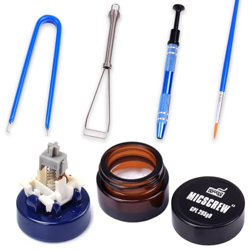 6 PCS Keyboard Switch Lube Kit Comes with Metal Keycap Puller, 0.35 OZ Krytox 205 G0,Switch Opener for Cherry MX Switches,Switch Puller, Stem Holder, Lube Brush,Ideal for Mechanical Keyboard Switches