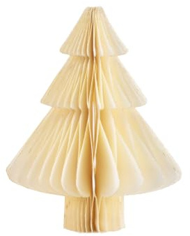 coopz Weihnachtsschmuck Tanne spitz klein 15cm Papier Aufsteller Weihnachten Baumschmuck, Farbe:Creme