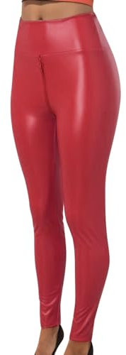 DGZTWLL Kunstleder-Leggings für Damen, sexy Reißverschluss im Schritt, hohe Taille, schmale schmale Yogahose, Übergröße, Bauchkontrolle, Rd2, X-Groß