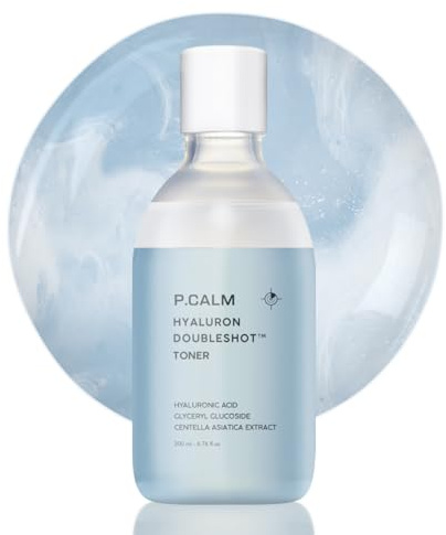 P.CALM Hyaluron Doubleshot Toner 200 ml, tiefes feuchtigkeitsspendendes veganes Gesichtswasser mit Hyaluronsäure, Gryceryl-Glycosid, Centella Asiatica für empfindliche Haut, koreanische Hautpflege