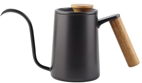 Vierta sobre La Tetera De Café, Cafetera De Acero Inoxidable De 600 Ml con Tetera De Goteo Manual con Pico Largo Y Estrecho para Café Y Té Especiales(Negro)