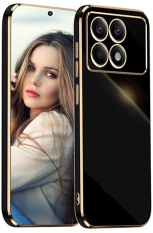 POUHYE Cover per Xiaomi Poco X6 Pro 5G Custodia Originale, Sottile Morbido Silicone Cover con Protezione Fotocamera, TPU Antiurto Protezione Case per Xiaomi Poco X6 Pro 5G Nero