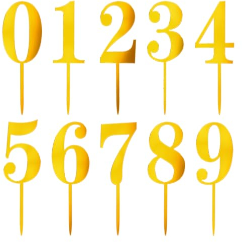 10 Stück Zahlen Tortendeko 0-9 Geburtstag Cake Topper Happy Birthday Personalisiert Kuchen Topper Gold Tortenaufsatz für Party Hochzeit Jubiläum Geburtstagsfeiern Muttertag alle ähnlichen Feiern