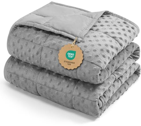 Kivik Breathable Weighted Blanket for Adults, 15 lbs Ultra Soft Minky Dot Heavy Blankets, Reversible Cooling and Warm Blanket for All Seasons, Machine Washable, 60x80 Queen Size, Grey