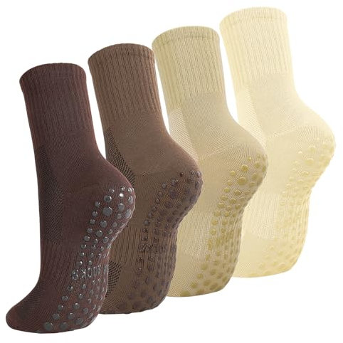 Utensilsto 4 Paar Stoppersocken Damen Yoga Socken 37-42 Pilates Socken Damen Rutschfeste mit Noppen für Schwanger Stoppersocken für Yoga Dance Pilates Workout Sport